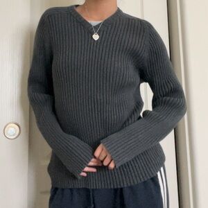 Vintage V-Neck Ribbed Sweater